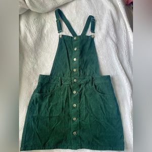 green corduroy overall dress